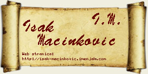 Isak Mačinković vizit kartica